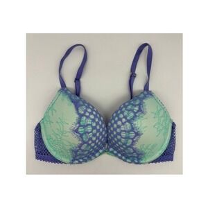 Victoria's Secret Bombshell Bra Women 32B Purple Mint Lace Add 2 Cups Push Up